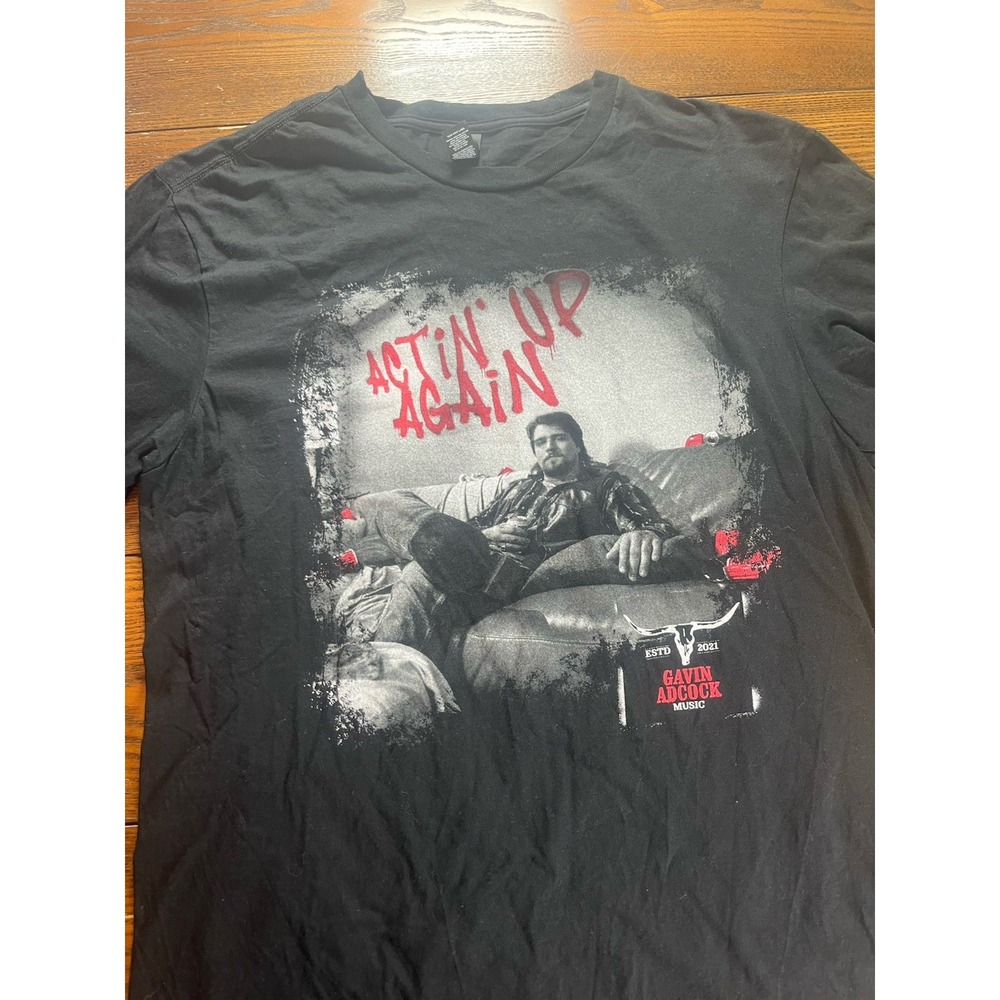 Gavin Adcock Shirt Mens Large Black Graphic Country T-Shirt Actin Up Again Tour